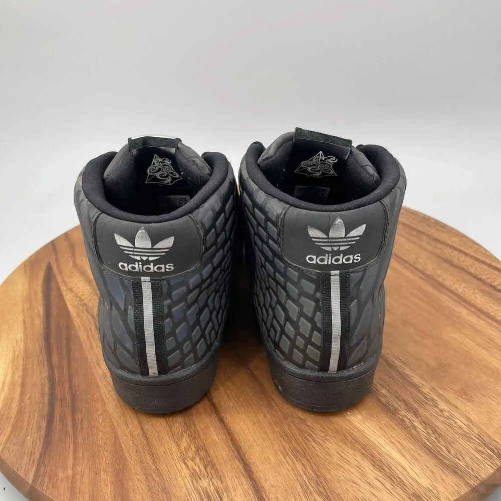 Adidas Pro Model Xeno Mid Shoes Mens Size 9 Black Reflective Snake Sneakers
